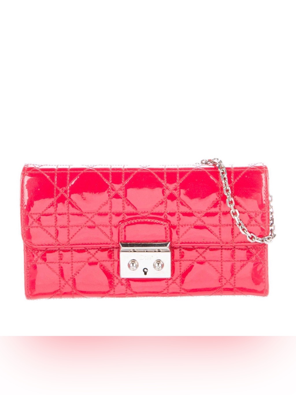 Dior Red Patent Cannage Quilted Rendezvous Woc